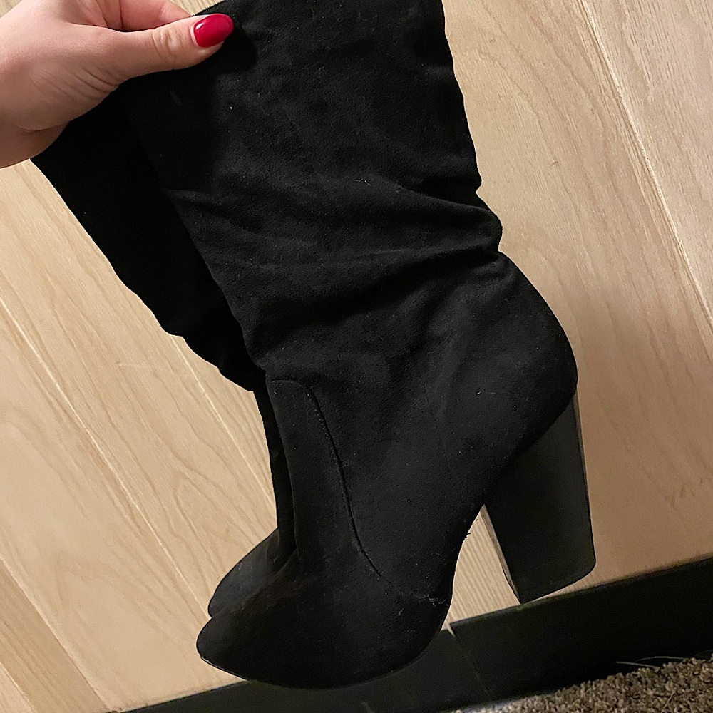 Black suede healed boots